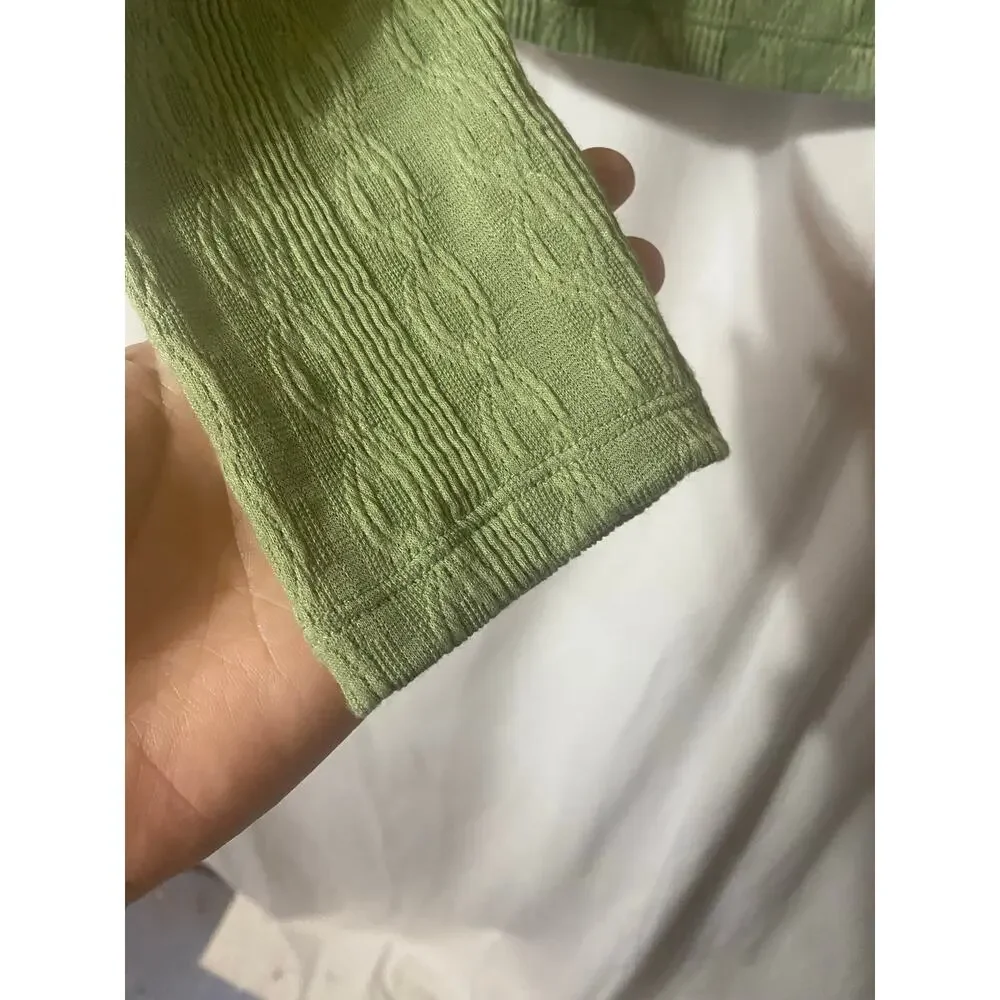 Anthropologie Elodie Sage Green Babydoll Bow Lace Cropped Top Large Y2K